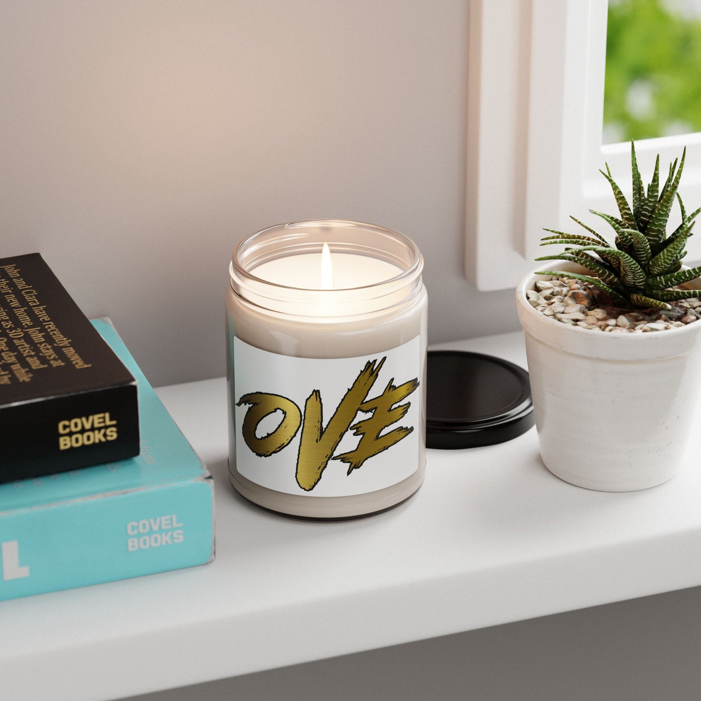 Scented Soy Candle with 'OVE' Design, Relaxing Home Fragrance, Eco-Friendly Gift, Aromatherapy Candle, Ideal for Celebrations, Self-Care