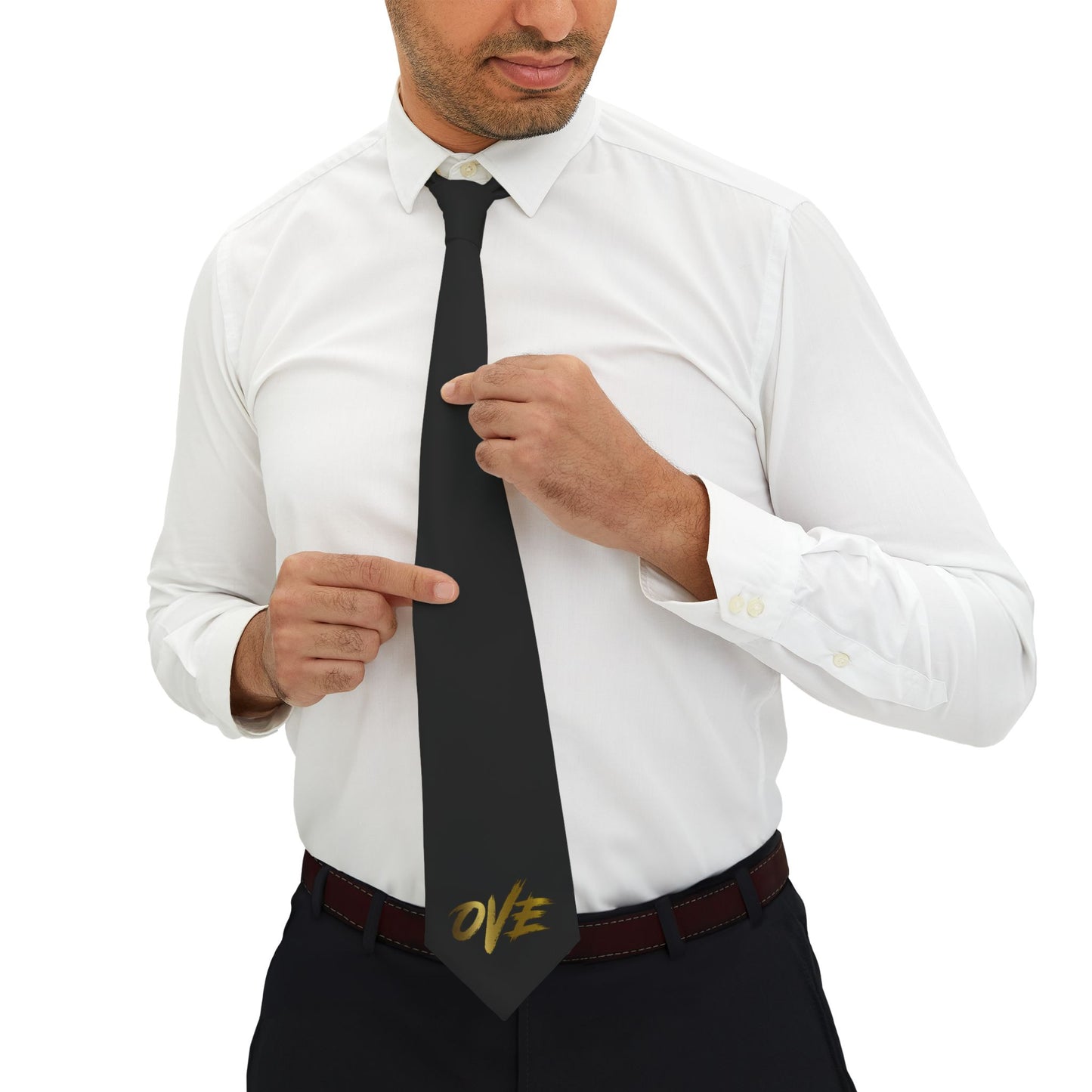 Elegant Black Necktie with Golden 'ONE' Design - Perfect Gift for Weddings, Graduations, and Formal Events, Stylish Accessory, Men's Fashion