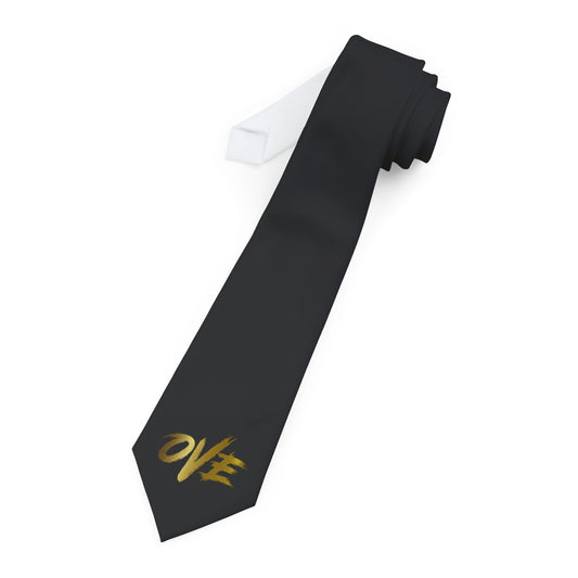 Elegant Black Necktie with Golden 'ONE' Design - Perfect Gift for Weddings, Graduations, and Formal Events, Stylish Accessory, Men's Fashion