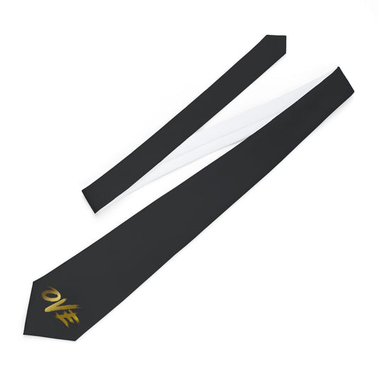 Elegant Black Necktie with Golden 'ONE' Design - Perfect Gift for Weddings, Graduations, and Formal Events, Stylish Accessory, Men's Fashion