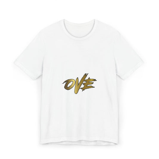 Stylish Unisex Jersey T-Shirt with 'OVE' Graphic Design, Casual Wear, Gift for Him/Her, Summer Fashion, Streetwear Essential