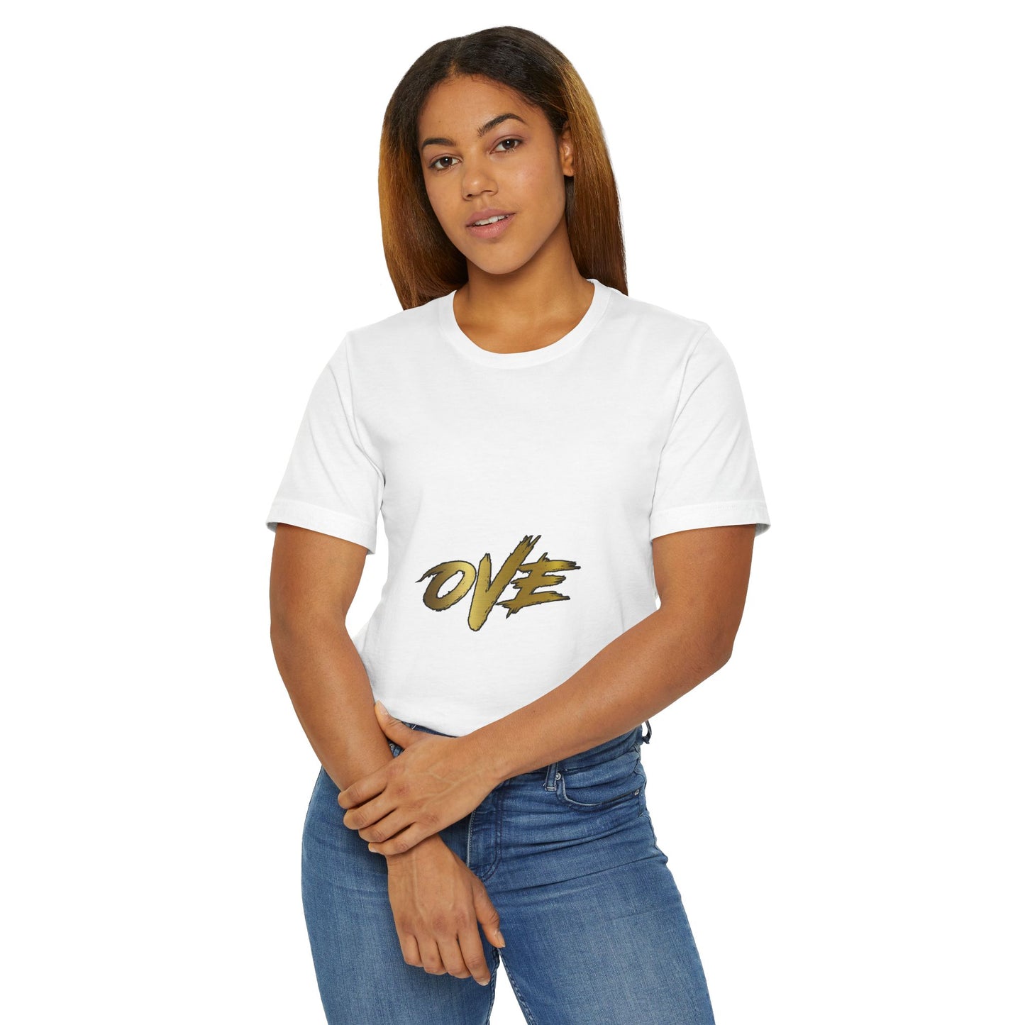 Stylish Unisex Jersey T-Shirt with 'OVE' Graphic Design, Casual Wear, Gift for Him/Her, Summer Fashion, Streetwear Essential