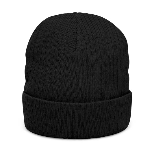 Stylish Ribbed Knit Beanie with Embroidered Design - Cozy Winter Accessory, Perfect Gift, Casual Wear, Unisex Hat